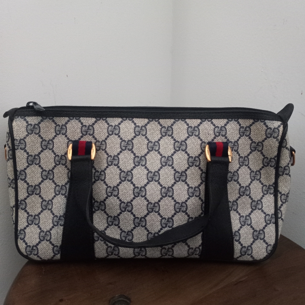 Authentic Vintage Gucci GG Monogram Supreme Sherry Web Ophidia Boston Doctor Bag - Picture 3 of 11